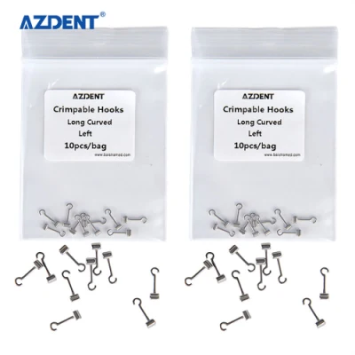 Azdent Dental 左ロングカーブ 5.5mm 歯科矯正用圧着可能フック